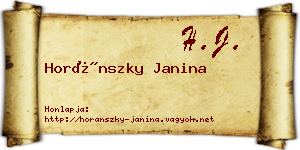 Horánszky Janina névjegykártya
